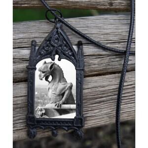 Long Tongued Dragon Pendant Scaly Eared Black and White Necklace